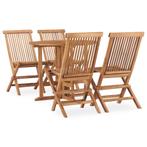 vidaXL 5-delige Tuinset inklapbaar massief teakhout, Tuin en Terras, 4 zitplaatsen, Verzenden, Teakhout, Nieuw