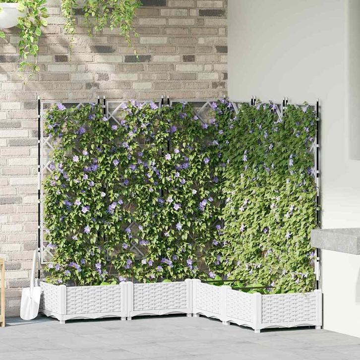 vidaXL Tuin Bloempot 5 pcs Wit 120 x 120 x 125,5 cm Staal, Tuin en Terras, Bloembakken en Plantenbakken, 100 cm of meer, Nieuw