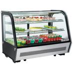 Koelvitrine | 160L | RVS/zwart | +1°c/+12°c | Geforceerd | 3, Witgoed en Apparatuur, Koelkasten en IJskasten, Ophalen of Verzenden