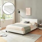 Aron Bedframe kunstleer met matras 140x200 cm wit, Huis en Inrichting, Slaapkamer | Bedden, Verzenden, Nieuw