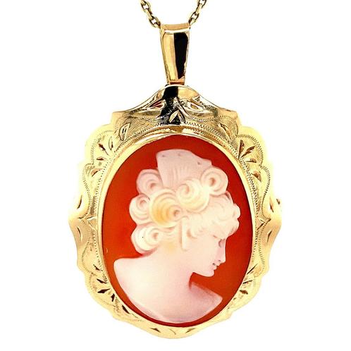 Gouden hanger met camee 14 krt, Sieraden, Tassen en Uiterlijk, Kettinghangers, Nieuw, Ophalen of Verzenden