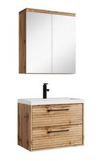 Badkamermeubel Etna 60cm eiken Badmeubel met spiegelkast, Huis en Inrichting, Verzenden, Nieuw, Wastafelkast