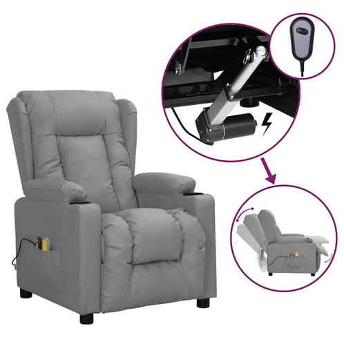 vidaXL Massagestoel elektrisch kunstleer grijs, Sport en Fitness, Massageproducten, Nieuw, Verzenden