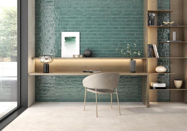 Wandtegel Sottocer Gra Green Groen Glans 7,5x30 (Muurtegels), Doe-het-zelf en Verbouw, Tegels, Minder dan 20 cm, 20 tot 40 cm