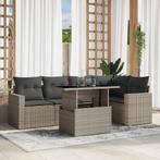 vidaXL 6-delige Loungeset met kussens poly rattan lichtgrijs, Tuin en Terras, Tuinsets en Loungesets, Verzenden, Nieuw, Rotan