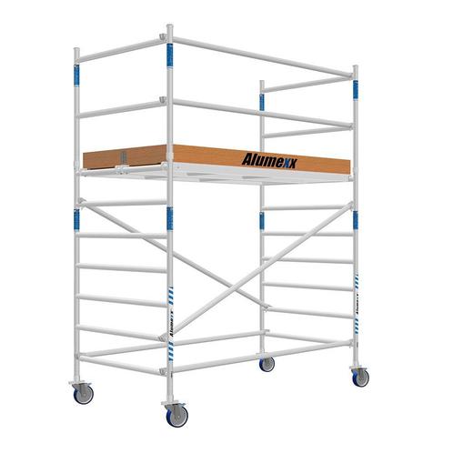 Tweedehands rolsteiger Alumexx 135x250 4,2m werkhoogte, Doe-het-zelf en Verbouw, Steigers, Rolsteiger of Kamersteiger, Zo goed als nieuw