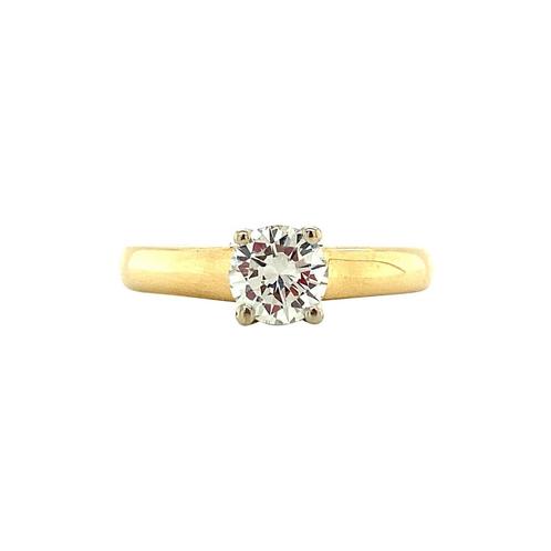 Gouden solitair ring met diamant 18 krt, Sieraden, Tassen en Uiterlijk, Ringen, Wit, Zo goed als nieuw, Goud, Verzenden