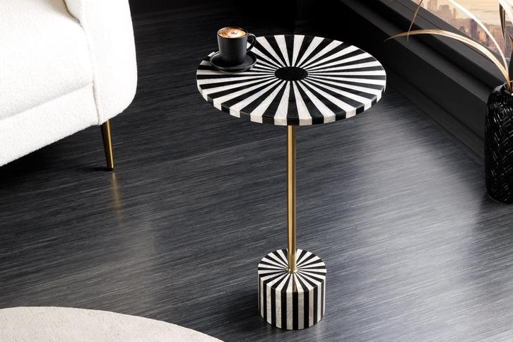 Been Inleg Bijzettafel HARMONY NATURE 55cm Zwart Wit, Huis en Inrichting, Tafels | Sidetables, Ophalen of Verzenden