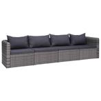 vidaXL 4-delige Loungeset met kussens poly rattan grijs, Tuin en Terras, Tuinsets en Loungesets, Verzenden, Nieuw, Rotan, Loungeset