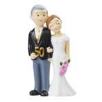 Taarttopper Gouden Bruidspaar 50 jaar Polystone 8,4cm, Verzenden, Nieuw