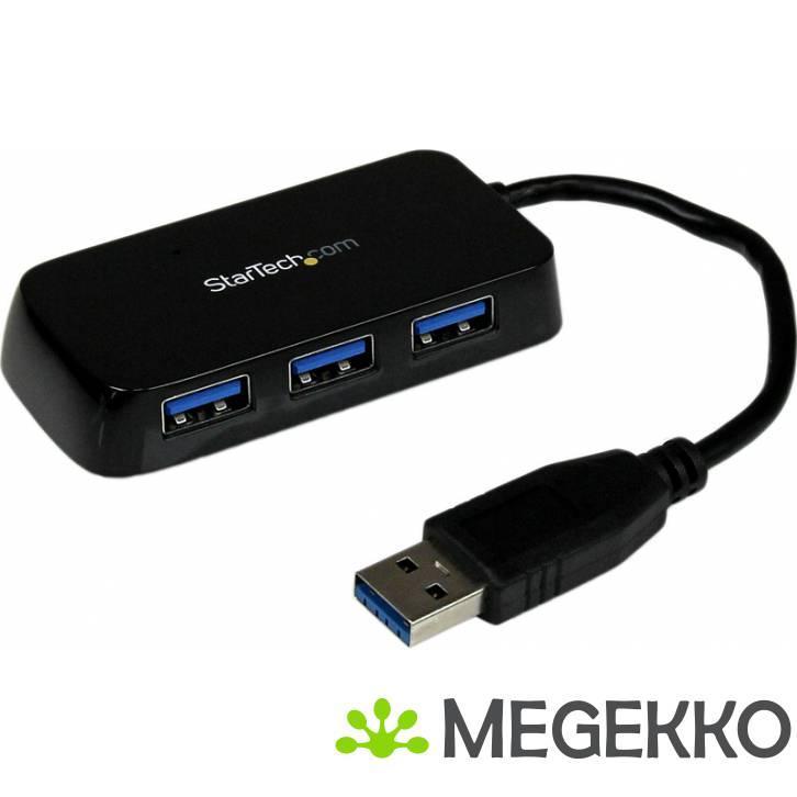 StarTech.com Draagbare 4-poorts SuperSpeed USB 3.0 hub zwart, Computers en Software, USB Sticks, Nieuw, Verzenden