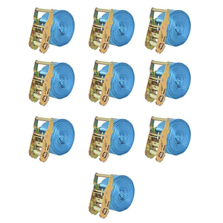 vidaXL Spanbanden 2 ton 6mx38mm blauw 10 st, Doe-het-zelf en Verbouw, IJzerwaren en Bevestigingsmiddelen, Nieuw, Verzenden