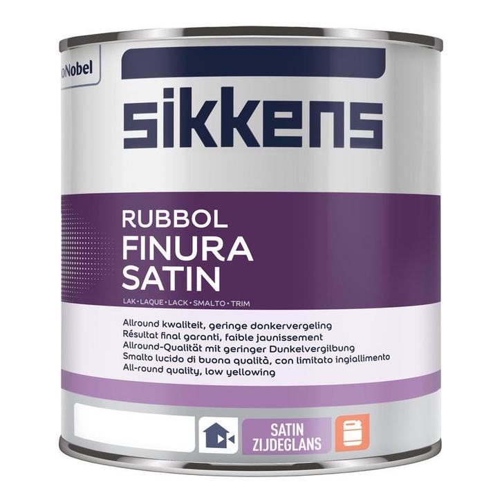 Sikkens Rubbol Finura Satin RAL 9010 | Zuiver Wit 1L, Doe-het-zelf en Verbouw, Verf, Beits en Lak, Verf, Wit, Nieuw, Minder dan 5 liter