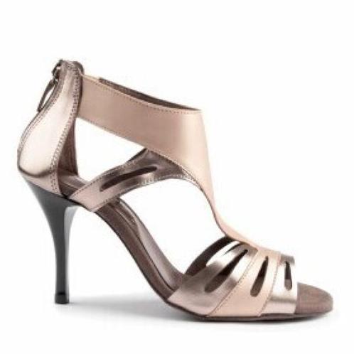 PD813 Koper kleurige Dames dansschoenen met ritssluiting - 2, Sport en Fitness, Ballet, Verzenden