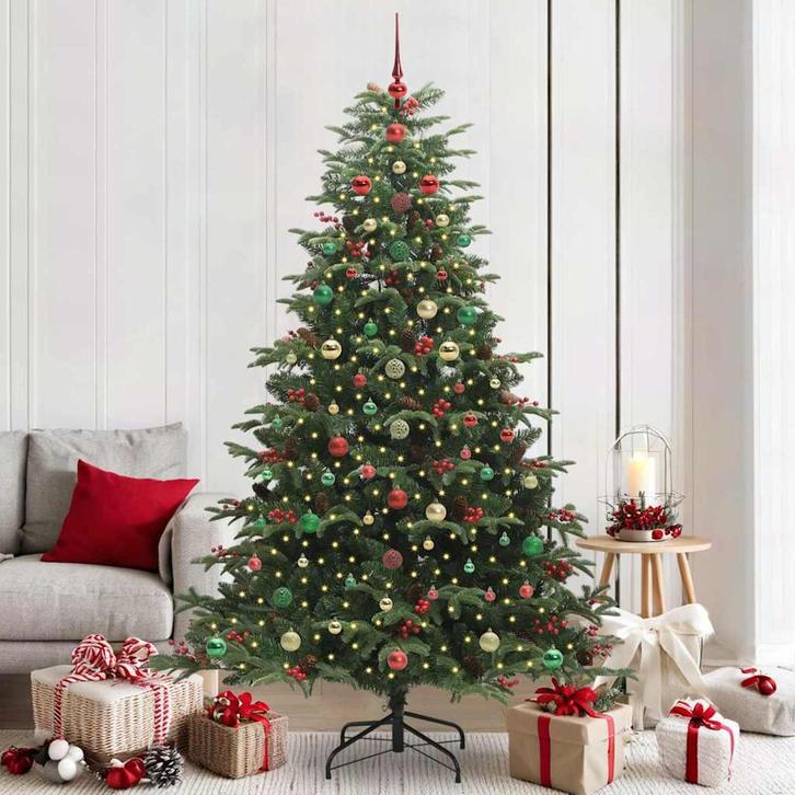 vidaXL Kunstkerstboom Groen 210 cm PVC en Metaal en Plastic, Diversen, Kerst, Nieuw, Verzenden