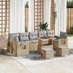 vidaXL 10-delige tuinset met kussen in beige, van poly, Verzenden, Nieuw, Rotan, Tuinset