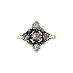 Gouden vintage entourage ring  met roosdiamant 14 krtt/925, Sieraden, Tassen en Uiterlijk, Ringen, Ophalen of Verzenden, Nieuw