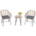 Rieten Meubelset 3-Delige Moderne Bistroset voor Het Terras, Tuin en Terras, Tuinsets en Loungesets, Nieuw, Verzenden
