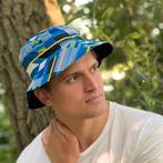 Bucket hat / Vissershoedje met Afrikaanse print - Kente blau, Ophalen of Verzenden, Nieuw