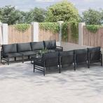 vidaXL Tuin Sofa Set met kussen 9 pcs Antraciet Staal & Stof, Tuin en Terras, Verzenden, Nieuw, Rvs