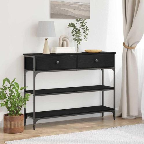vidaXL Console Tafel met lade met plank Zwart eiken 100 x 25, Huis en Inrichting, Tafels | Bijzettafels, Nieuw, 60 cm of meer