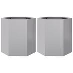 Plantenbakken 2 st zeshoek 46x40x45 cm gegalvaniseerd staal, Huis en Inrichting, Verzenden, Nieuw