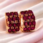 Zonder minimumprijs - Oorbellen Verguld Granaat - 18kt goud, Nieuw