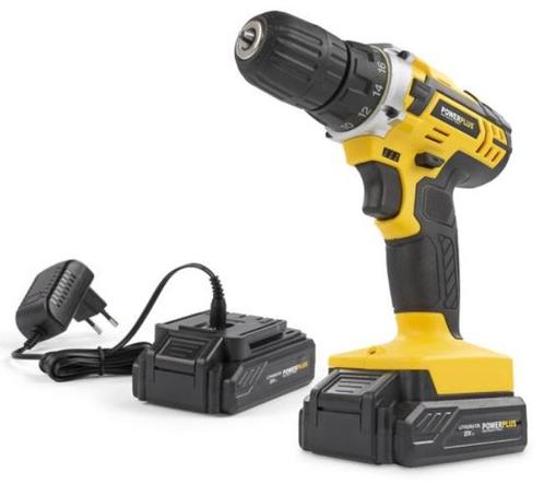 Accuboormachine Powerplus 18V + 2X Li-ion accu en lader, Doe-het-zelf en Verbouw, Gereedschap | Boormachines, Nieuw, Verzenden
