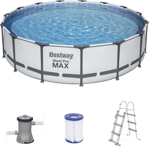 Bestway zwembad  ? 457x107 cm  met filterpomp en trap, Tuin en Terras, Zwembaden, 400 cm of meer, Rond, Nieuw, Opzetzwembad, 80 tot 120 cm