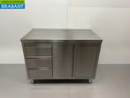 HCB RVS Werkkast Kast Werktafel 2 klapdeuren en 3 laden 120, Zakelijke goederen, Horeca | Keukenapparatuur, Ophalen of Verzenden