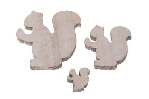 Houten eekhoorntjes wooden squirrel 2. 5-7cm. 18pc whitewash, Hobby en Vrije tijd, Knutselen, Nieuw, Ophalen of Verzenden