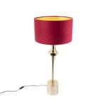 Art deco tafellamp met velours kap rood 35 cm - Diverso, Huis en Inrichting, Nieuw, Art Deco, 75 cm of meer