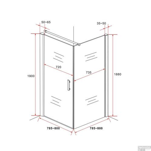 Douchecabine BWS 80x80cm | 6mm Helder Glas met Nanocoating, Doe-het-zelf en Verbouw, Sanitair, Ophalen of Verzenden