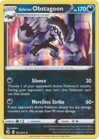 Galarian Obstagoon 161/264 holo (Fusion Strike), Hobby en Vrije tijd, Verzamelkaartspellen | Pokémon, Losse kaart, Nieuw, Foil