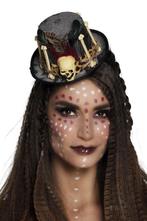 Zwart Mini Hoedje Steampunk Botten Flintstone Voodoo Skull H, Ophalen of Verzenden, Nieuw, Carnaval