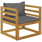 vidaXL Tuinstoel met donkergrijze kussens massief acaciahout, Tuin en Terras, Tuinsets en Loungesets, Verzenden, Nieuw, Hardhout