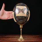 Echt struisvogelei - Ambachtelijk schilderij - Ei - Struthio