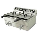 HCB Dubbele friteuse - 2 x 13 liter - 2 x 230V - RVS, Verzenden, Nieuw in verpakking, Fornuis, Frituur en Grillen