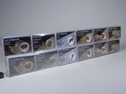 10 In dozen verpakte meteorieten 2 x 5 + 2 x Impactiet -, Verzamelen, Mineralen en Fossielen