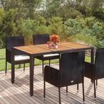 vidaXL Tuintafel met houten blad 150x90x75 cm poly rattan, Tuin en Terras, Verzenden, Nieuw