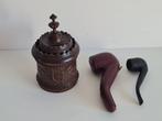 Tabakspot - Antieke houten tabakspot en pijp (Alpina Radica)