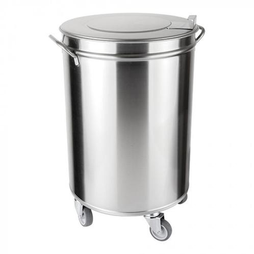 Afvalbak | RVS (Geborsteld) | 54L | Los Deksel | Wielen |, Zakelijke goederen, Horeca | Keukenapparatuur, Nieuw in verpakking