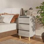 vidaXL Nachtkastjes 2 st met houten poten 40x35x69 cm grijs, Minder dan 45 cm, Verzenden, Nieuw, 55 tot 70 cm