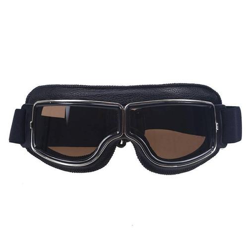 CRG zwart leren cruiser motorbril Glaskleur: Donker / smoke, Motoren, Kleding | Motorkleding, Nieuw met kaartje, Verzenden