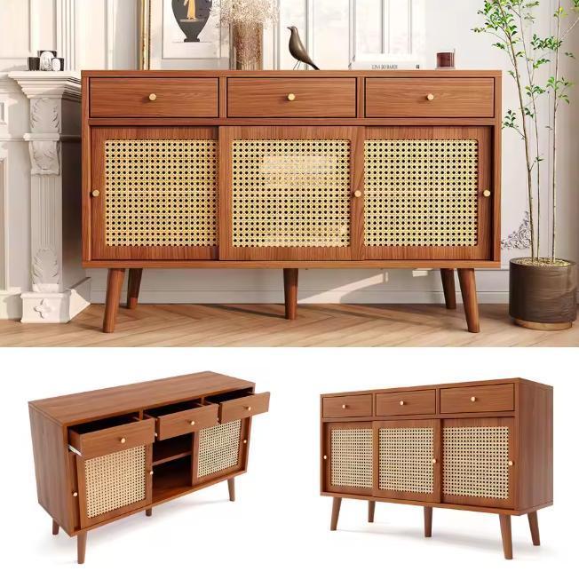 Dressoirkast Hout 120×40×78 cm – 3 Lades en 3 Schuifdeuren, Huis en Inrichting, Kasten | Overige, Nieuw, Verzenden