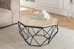 Handgemaakte salontafel DIAMOND 70cm beige travertijn zwart, Huis en Inrichting, Ophalen of Verzenden, Nieuw