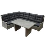 Ibiza hoek dining loungeset 5-delig verstelbaar grijs, Tuin en Terras, Ophalen of Verzenden, Nieuw, Wicker
