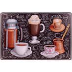 Metalen plaatje met verschillende koffie soorten - Brewed Co, Huis en Inrichting, Woonaccessoires | Tekstborden en Spreuken, Nieuw