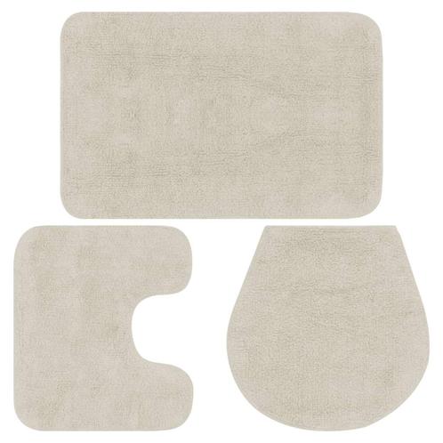 vidaXL Badmattenset stof wit 3-delig, Huis en Inrichting, Badkamer | Badtextiel en Accessoires, Wit, Nieuw, Verzenden