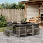 vidaXL 11-delige Tuinset met kussens poly rattan grijs, Meer dan 8 zitplaatsen, Nieuw, Tuinset, Verzenden